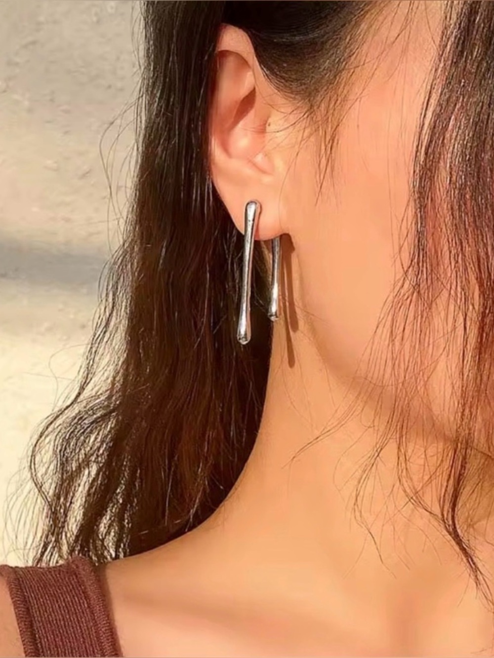 Drippy Drop Drip Front Back Earrings Silver AP26